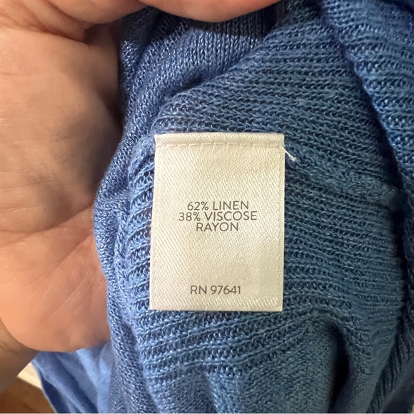 J Jill Linen dress v-neck long sleeve Cornflower Blue Large - Picture 5 of 9